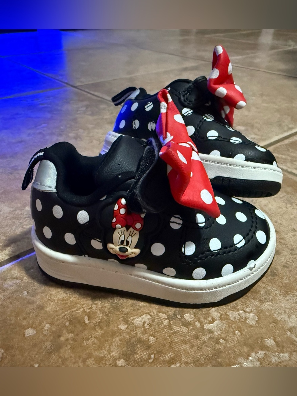 Kids Polka Dot Black & White Sneakers with Red Bow